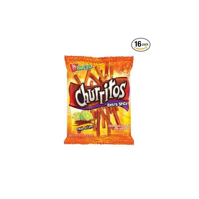 Barcel, Churritos extra picantes de chile y lima, 4 onzas